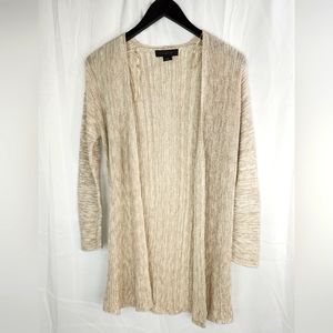Tahari women's tan linen blend sweater cardigan size small